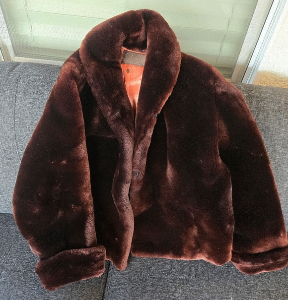 REAL FUR Shearling Lamb Mouton Coat M - Picture 1 of 15